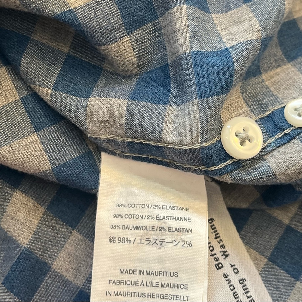 Jcrew Shirt Mens Small Blue Gray Gingham Check Plaid Button Up Stretch Classic - Picture 4 of 8